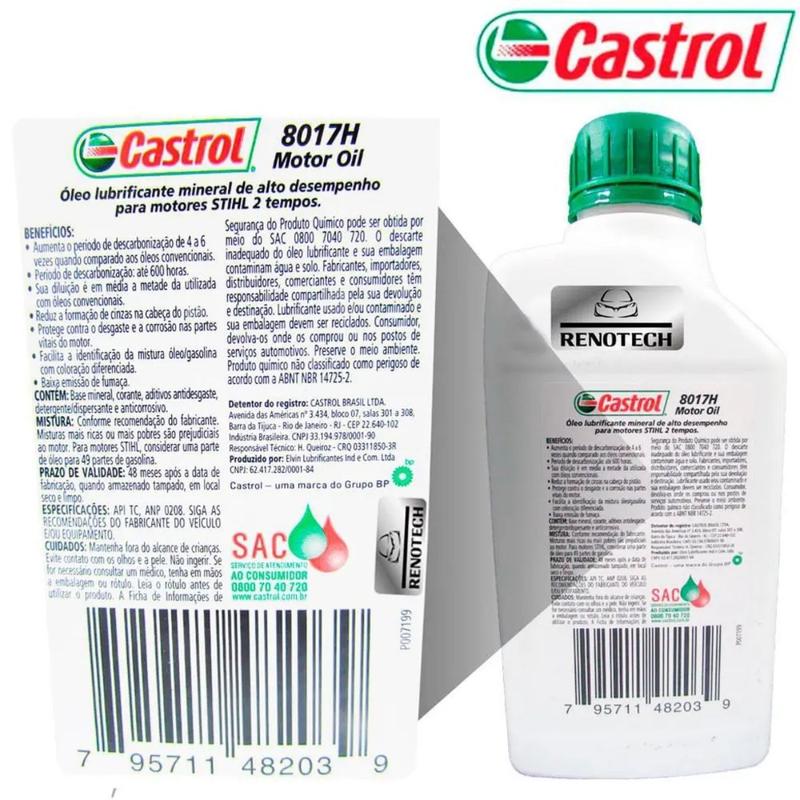 Óleo lubrificante - castrol stihl 8017 h 2t 20x500 - mineral